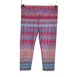 prAna Roxanne Capri Leggings Womens Medium Ikat Abstract Printed Yoga Pants